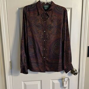NWT-Lauren Ralph Lauren silk paisley blouse. Size 12.